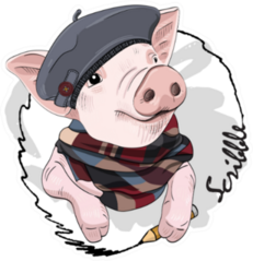 Pig With Pencil, Hat And Scarf Sticker