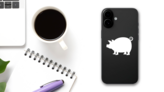 Pig With Swirled Tail Sticker on a Phone (New) example