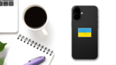 Pigeon Drawing On Ukraine Flag Sticker on a Phone (New) example