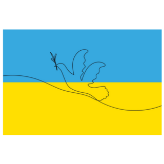 Pigeon Drawing On Ukraine Flag Sticker