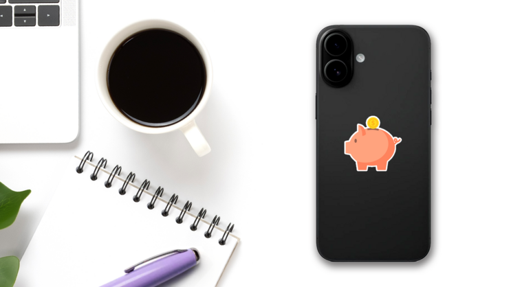 Piggy Bank With Single Coin Sticker on a Phone (New) example