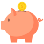 Piggy Bank With Single Coin Sticker
