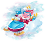 Piglet With Birds Riding A Snowmobile Sticker