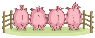 Pigs Back View Sticker