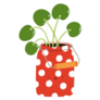 Pilea Peperomioides Potted Plant in Cute Polka Dot Can Sticker