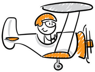 Pilot Man On Airplane Hand Drawn Doodle Sticker