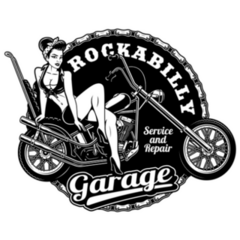 Pin Up Girl on Motorcycle Vintage Black and White Illustration Sticker