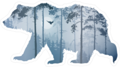 Pine Forest Inside A Bear Sticker
