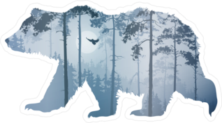 Pine Forest Inside A Bear Sticker