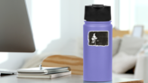 Pine Silhouette On Grunge Background Illustration Sticker on a Water Bottle (New) example