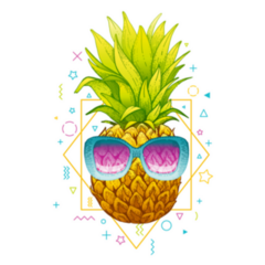 Pineapple In Sunglasses Summer Illustration Sticker
