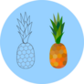 Pineapple On Blue Sticker