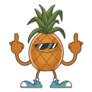 Pineapple Smiling Middle Fingers Sticker