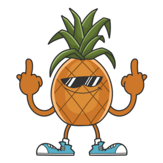 Pineapple Smiling Middle Fingers Sticker