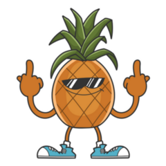 Pineapple Smiling Middle Fingers Sticker
