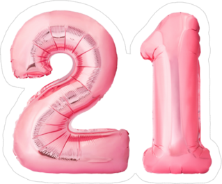 Pink 21 Balloon Sticker