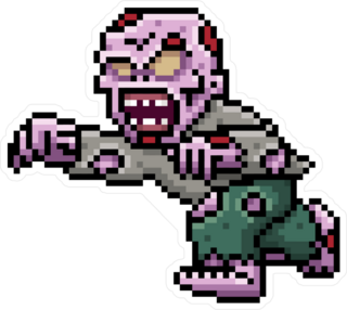 Pink 8-Bit Pixel Zombie Sticker