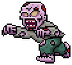 Pink 8-Bit Pixel Zombie Sticker