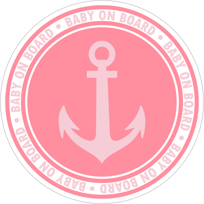 Pink Anchor Baby on Board Sticker