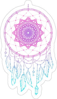 Pink and Blue Dreamcatcher with Charms Boho Sticker