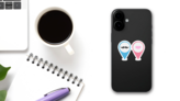 Pink and Blue Male and Female Symbol Stickers on a Phone (New) example
