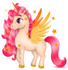 Pink and Gold Pegasus Unicorn Sticker
