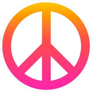 Pink and Orange Peace Sign Sticker