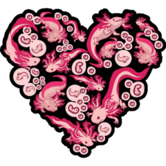 Pink Axolotl Heart Sticker