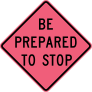 Pink Be Prepared To Stop Sticker