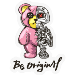 Pink Bear Robot Sticker