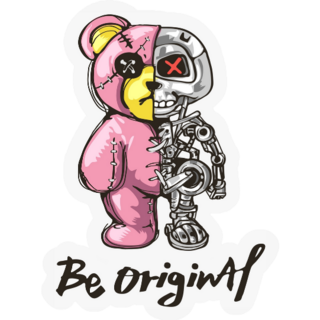 Pink Bear Robot Sticker