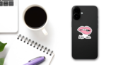 Pink Biting Lips Sticker on a Phone (New) example