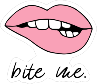 Pink Biting Lips Sticker