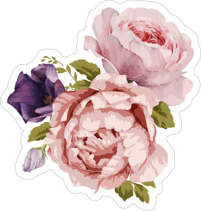 Pink Bouquet of Roses Flower Stickers