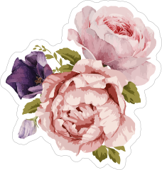 Pink Bouquet of Roses Flower Stickers