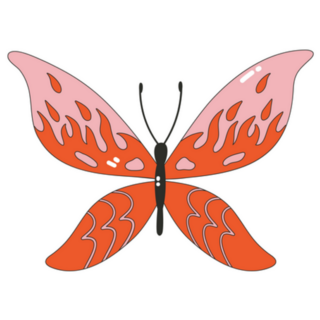 Pink Butterfly Icon With A Flames Y2k Style Sticker