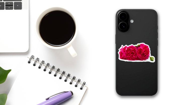 Pink Carnations Sticker on a Phone (New) example