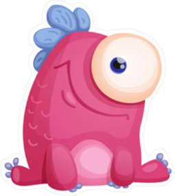Pink Cartoon Alien Monster Sticker