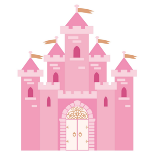 Pink Cartoon Castle Sticker