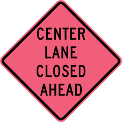 Pink Center Lane Closed Ahead Sticker