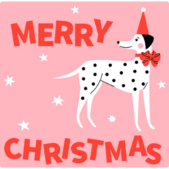 Pink Christmas Dalmatian Sticker