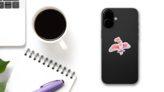 Pink Cockatoo Isolated On White Background Watercolor Sticker on a Phone (New) example