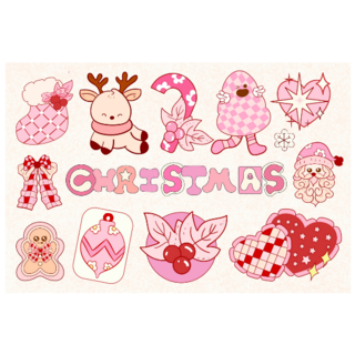 Pink Coquette Xmas Sticker Sheet