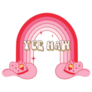 Pink Cowgirl Hats With Rainbow Yee Haw Sticker