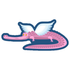 Pink Crocodile With Wings Sticker