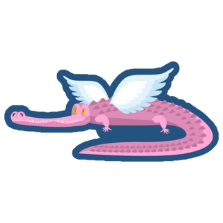 Pink Crocodile With Wings Sticker