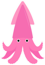 Pink Cute Squid Illustration Sticker