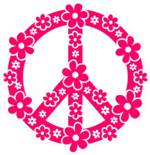 Pink Daisy Peace Sign Sticker