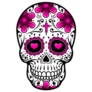 Pink Day of the Dead Skull with Flowers Sticker