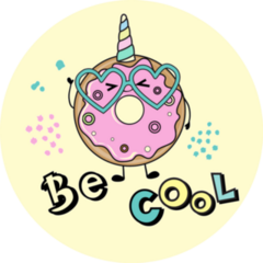 Pink Donut With Unicorn Horn Be Cool Sticker